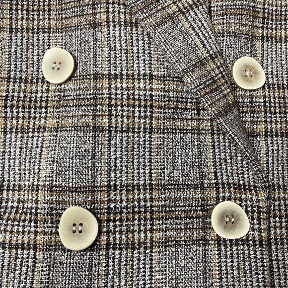 ZOW ZOW Blazer Women’s M Double Breasted Brown Plaid Tweed Peak Academia Jacket - Picture 6 of 14